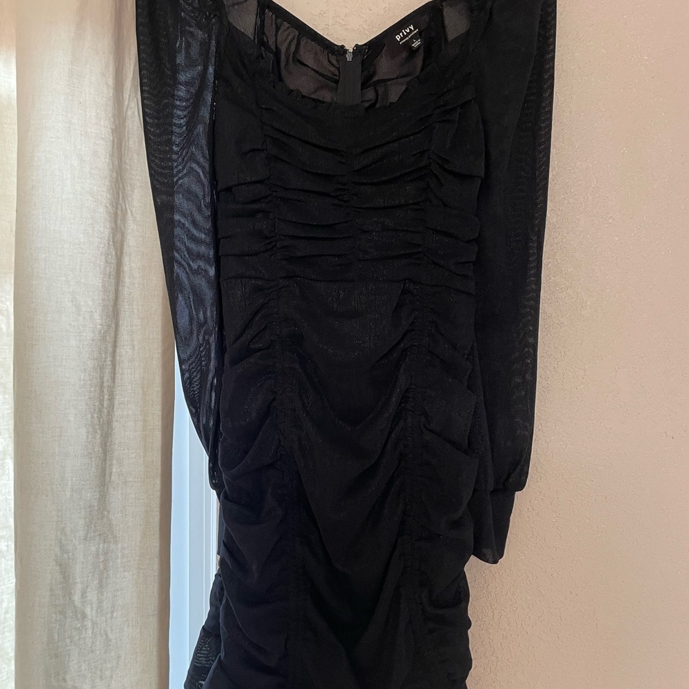 Privileged Black Long Sleeve Ruched Dress